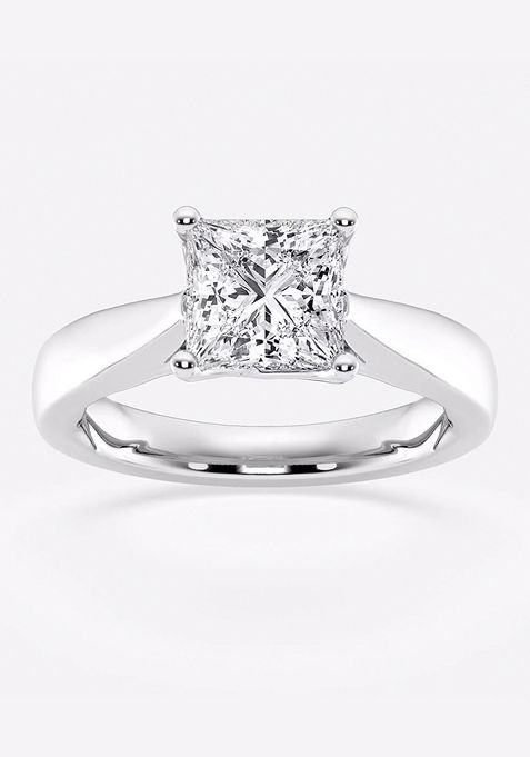 2 ctw Princess Lab Grown Diamond Floral Solitaire Engagement Ring