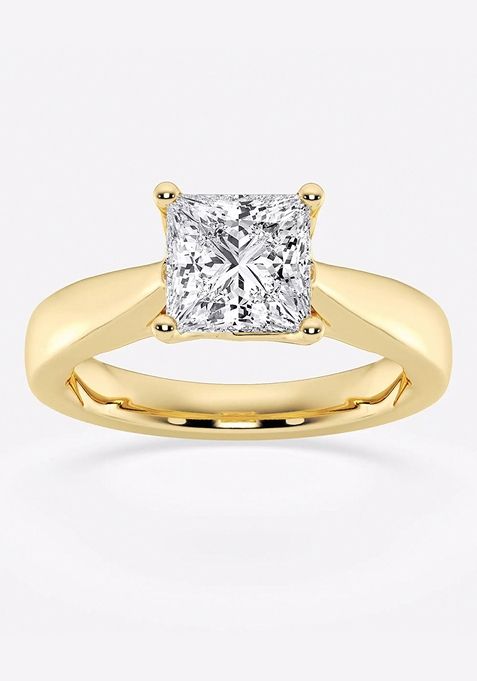 2 ctw Princess Lab Grown Diamond Floral Solitaire Engagement Ring