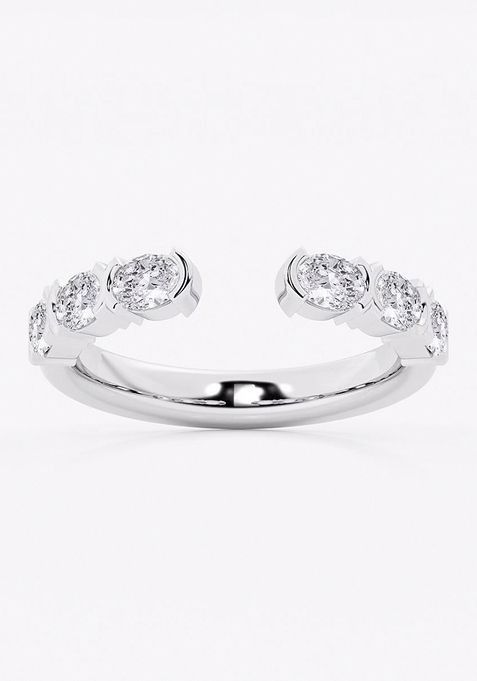 3/4 ctw Oval Lab Grown Diamond Channel Set Open Wedding Band