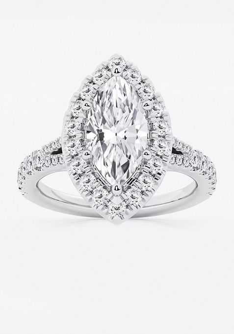 2 5/8 ctw Marquise Lab Grown Diamond Split Shank Halo Engagement Ring