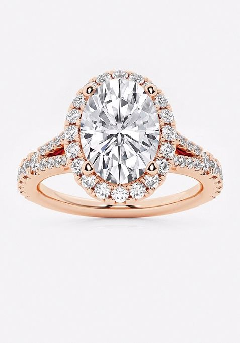 2 5/8 ctw Oval Lab Grown Diamond Split Shank Halo Engagement Ring