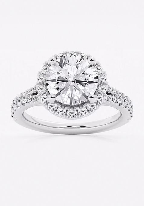   3 3/4 ctw Round Lab Grown Diamond Split Shank Halo Engagement Ring