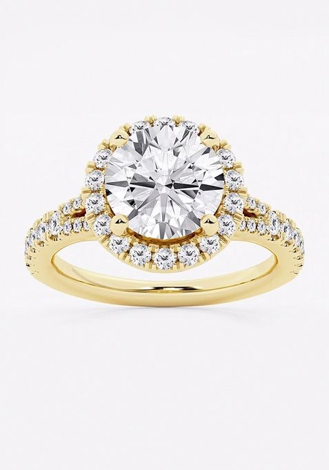   3 3/4 ctw Round Lab Grown Diamond Split Shank Halo Engagement Ring