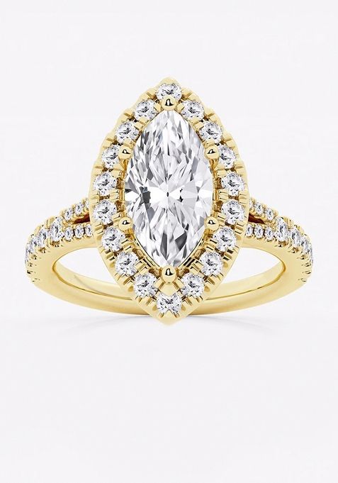 3 3/4 ctw Marquise Lab Grown Diamond Split Shank Halo Engagement Ring