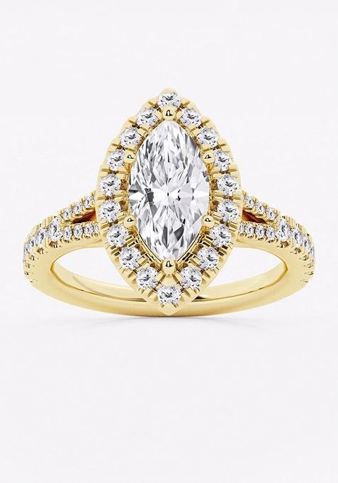 2 ctw Marquise Lab Grown Diamond Split Shank Halo Engagement Ring