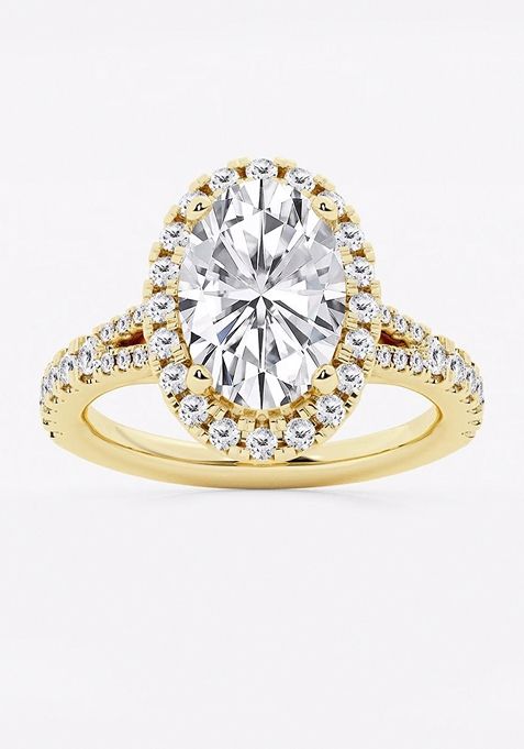 3 3/4 ctw Oval Lab Grown Diamond Split Shank Halo Engagement Ring