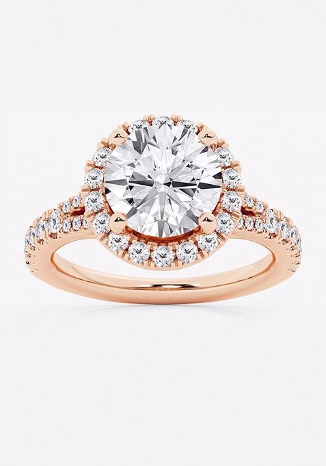   3 3/4 ctw Round Lab Grown Diamond Split Shank Halo Engagement Ring