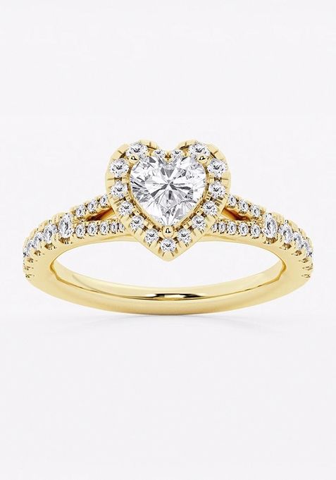 1 1/5 ctw Heart Lab Grown Diamond Split Shank Halo Engagement Ring