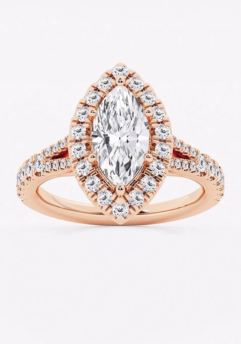 2 ctw Marquise Lab Grown Diamond Split Shank Halo Engagement Ring