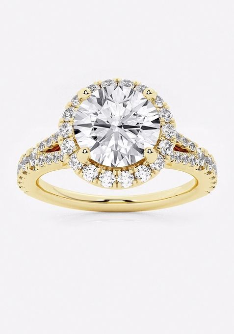 2 5/8 ctw Round Lab Grown Diamond Split Shank Halo Engagement Ring