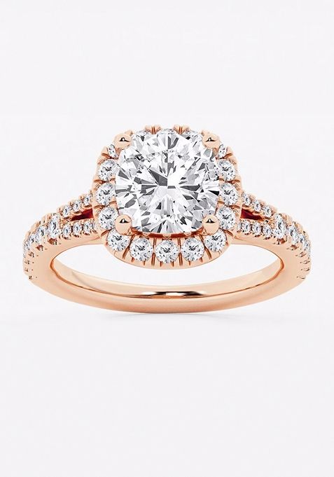  3 1/5 ctw Cushion Lab Grown Diamond Split Shank Halo Engagement Ring