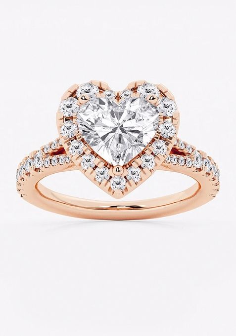 3 1/5 ctw Heart Lab Grown Diamond Split Shank Halo Engagement Ring