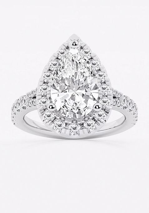 3 3/4 ctw Pear Lab Grown Diamond Split Shank Halo Engagement Ring