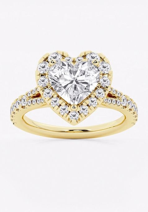 3 3/4 ctw Heart Lab Grown Diamond Split Shank Halo Engagement Ring