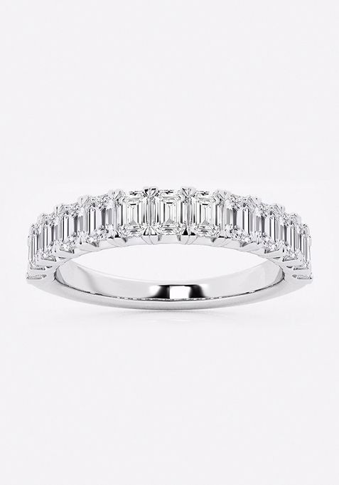 1 1/2 ctw Emerald Lab Grown Diamond Wedding Band