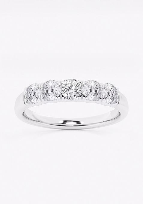 1 ctw Cushion Lab Grown Diamond Five-Stone Anniversary Band