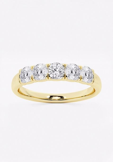 1 ctw Cushion Lab Grown Diamond Five-Stone Anniversary Band