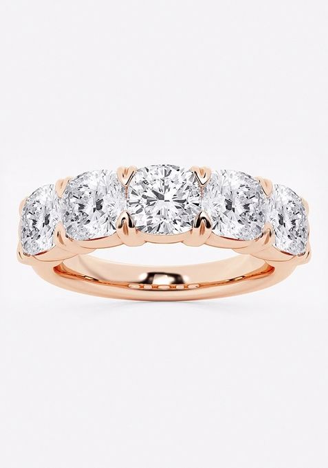 4 ctw Cushion Lab Grown Diamond Five-Stone Anniversary Band