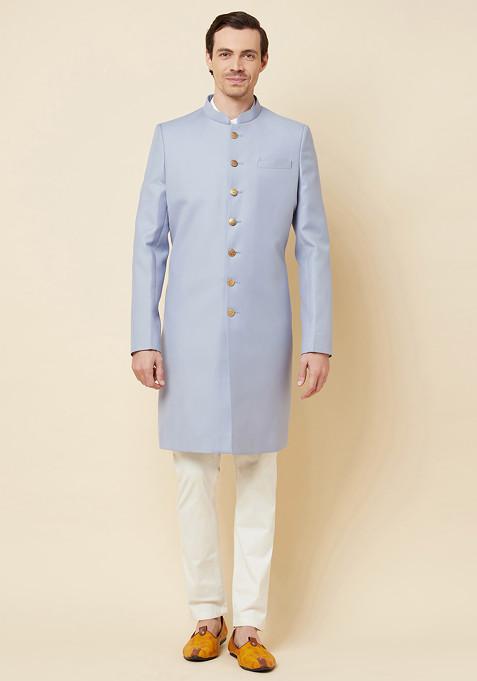 Pale Blue Sherwani Set For Men