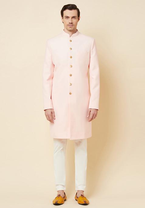 Pale Pink Sherwani Set For Men