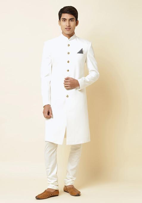 White Sherwani Set For Men