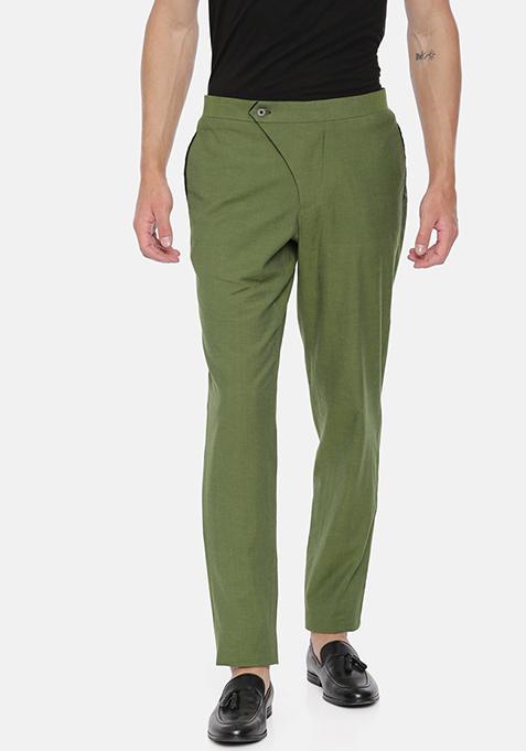 Green Cotton Trousers For Men