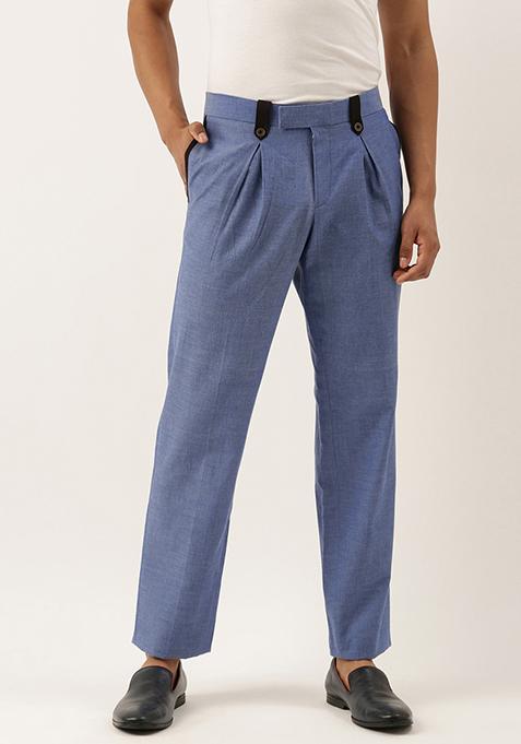 Blue Malai Cotton Trousers For Men