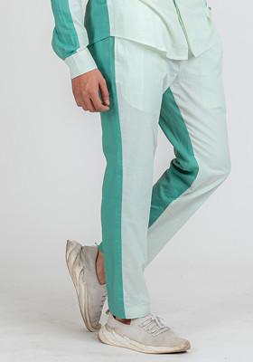 Blue Colour Blocked Serene Marine Pajama For Men