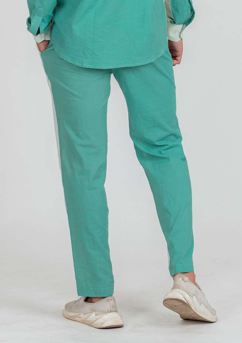 Blue Colour Blocked Serene Marine Pajama For Men - Indya