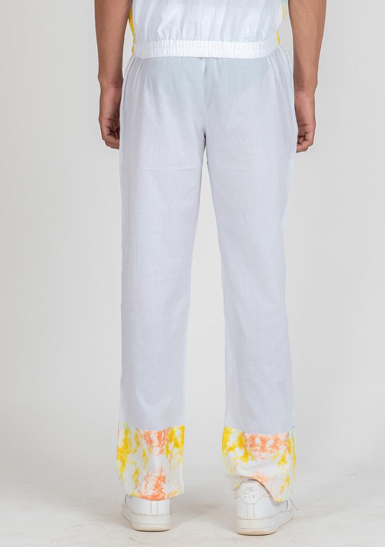 Light Blue Tie And Dye Print Summer Storm Pajama For Men - Indya