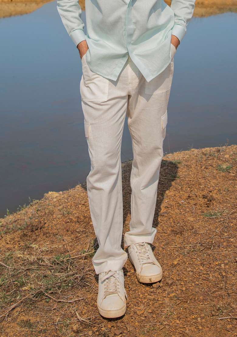 White Pocketopia Cargo For Men - Indya