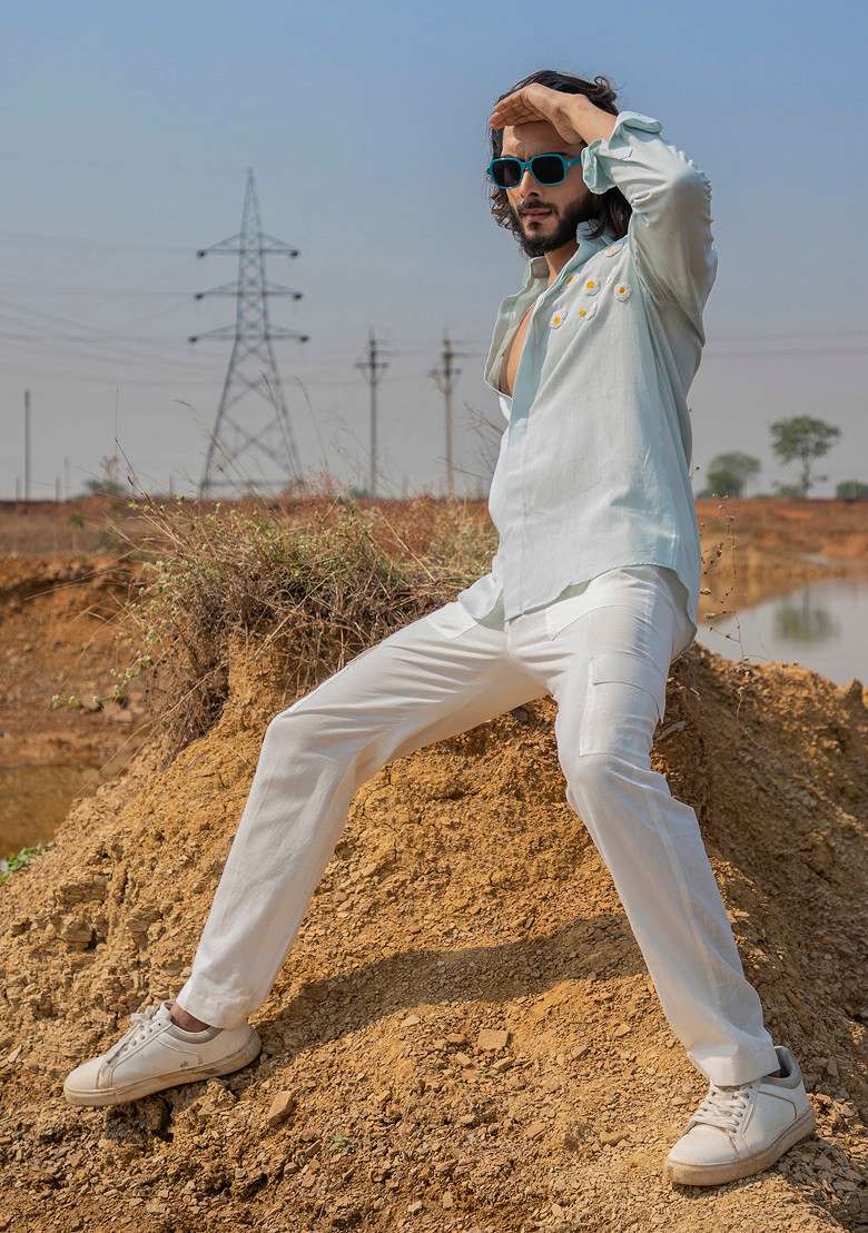 White Pocketopia Cargo For Men - Indya