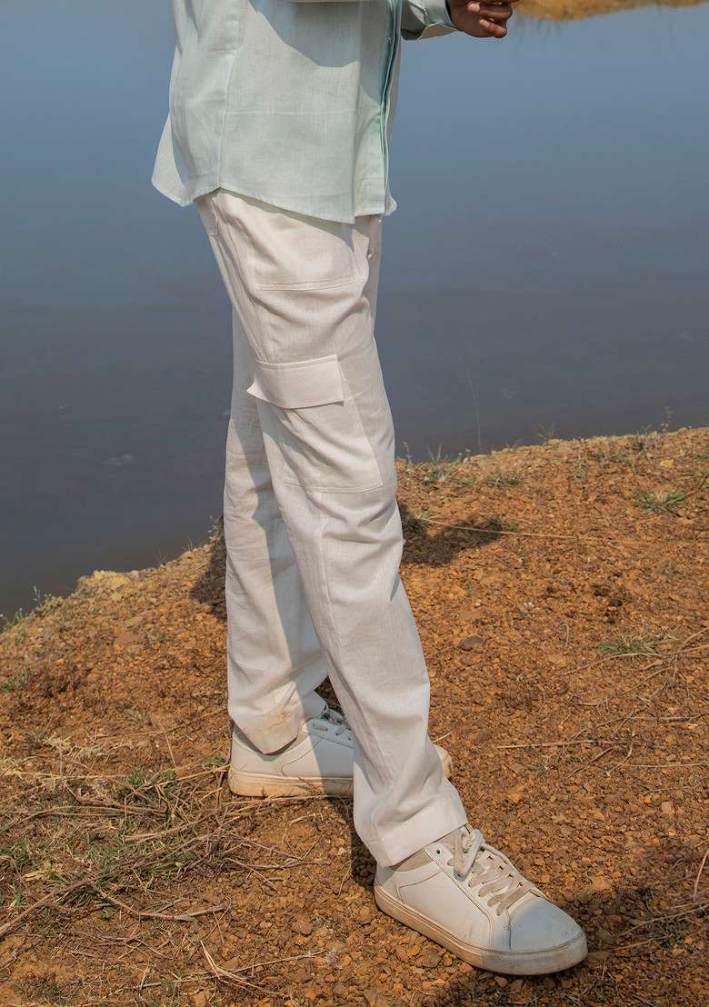 White Pocketopia Cargo For Men - Indya