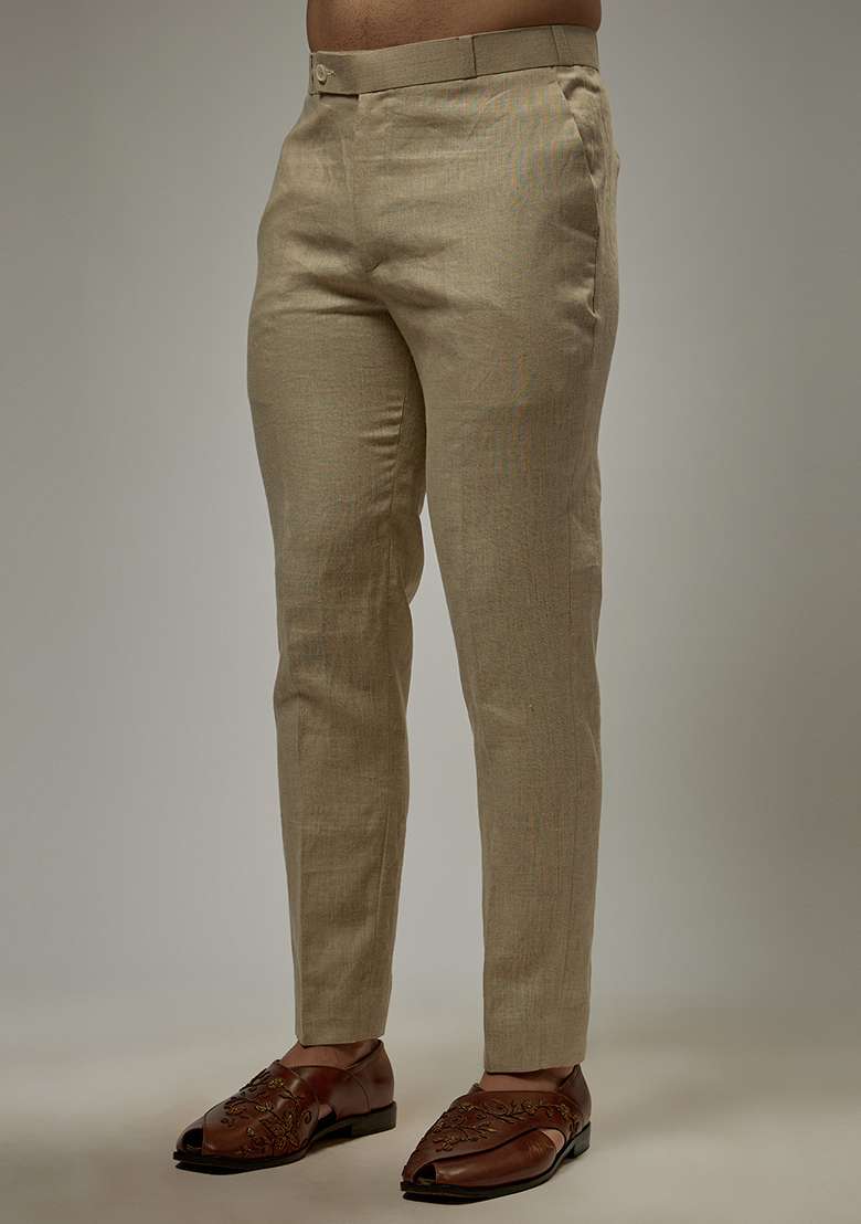 Ivory Linen Co-Ord Set For Men - Indya