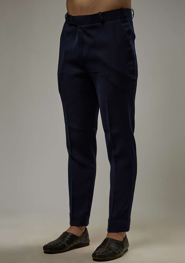 Navy Blue Rayon Co-Ord Set For Men - Indya