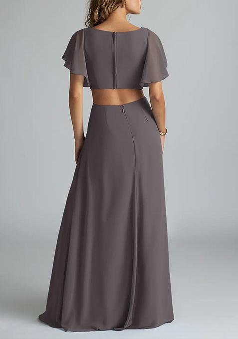 Strapless Chiffon Full Length Gowns Steel Grey Plus Size main image 1