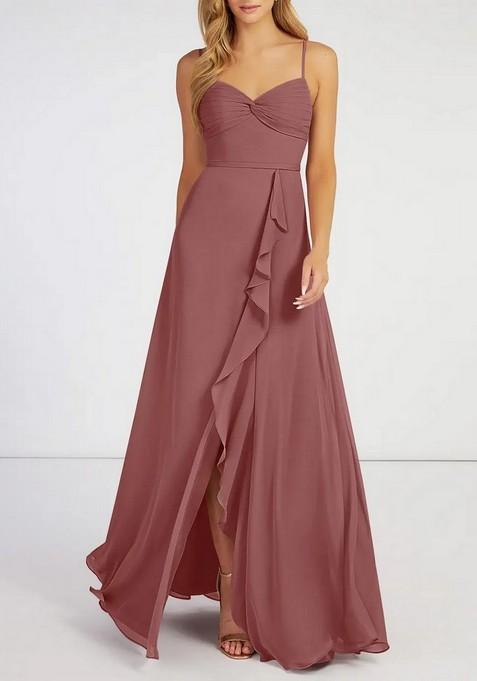 Desert Rose Flowy Ruched Chiffon Gown