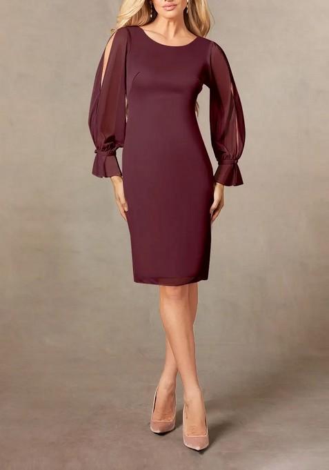 Purple Sheath Thin Satin Dress