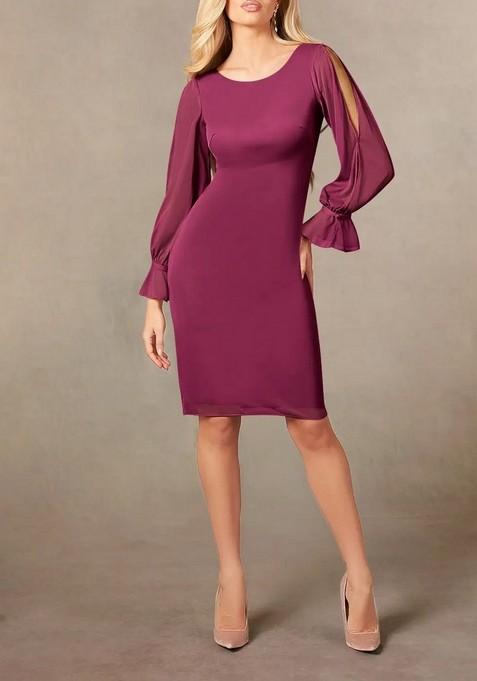 Purple Sheath Thin Satin Dress