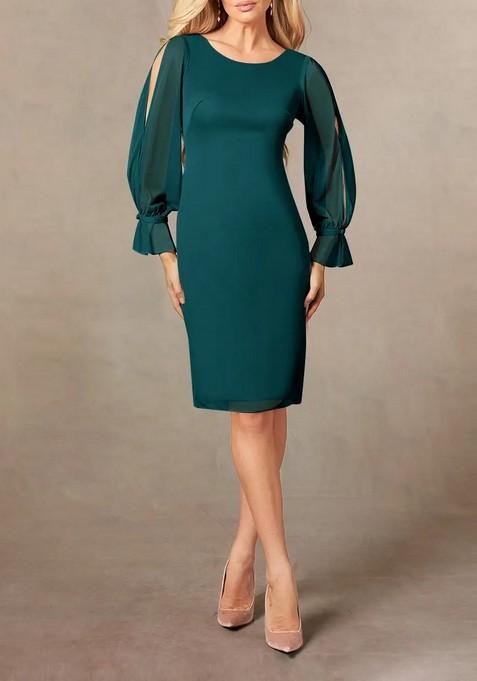 Peacock Sheath Thin Satin Dress