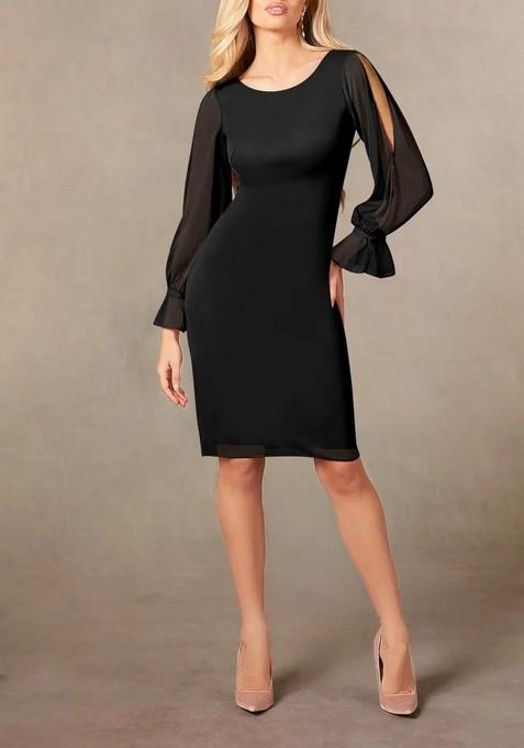 Black Sheath Thin Satin Dress