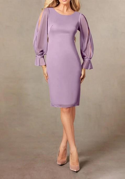 Lavender Sheath Thin Satin Dress