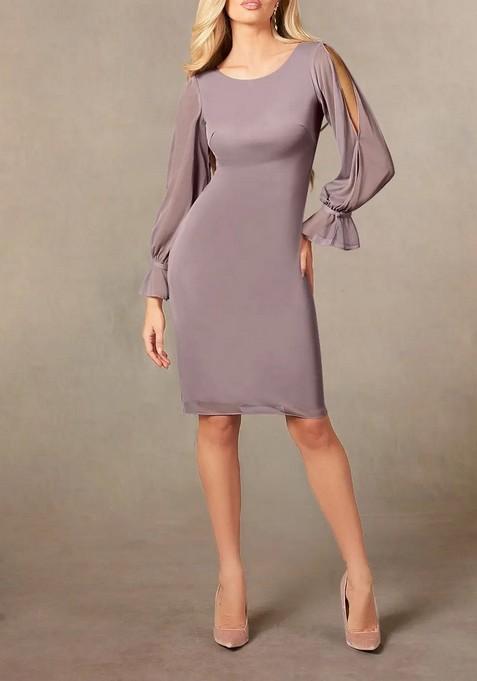 Dusty Purple Sheath Thin Satin Dress