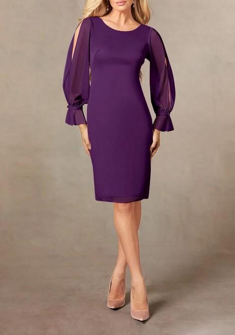 Purple Sheath Thin Satin Dress