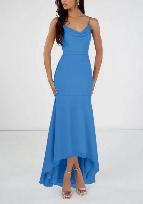 Blue Jay Mermaid Scoop Cowl Gown