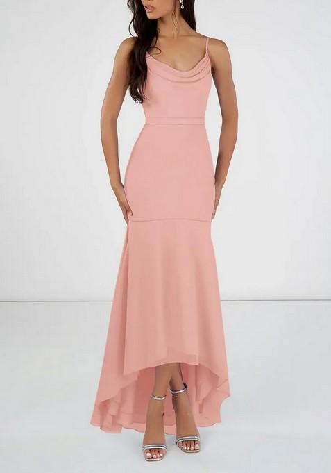 Light Pink Mermaid Scoop Cowl Gown