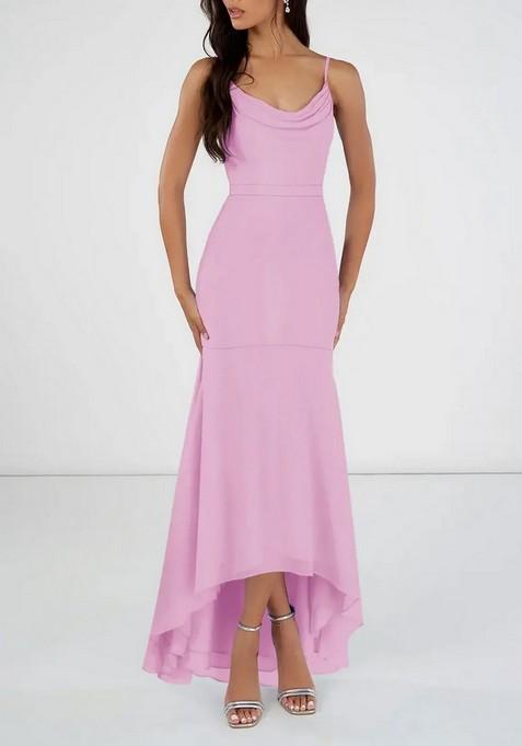 Candy Pink Mermaid Scoop Cowl Gown