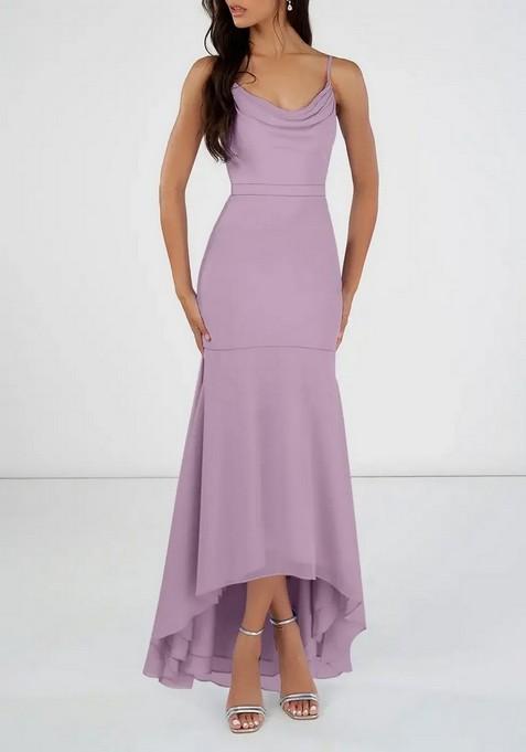 Lavender Mermaid Scoop Cowl Gown