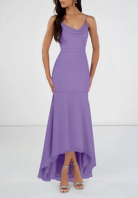 Lavender Mermaid Scoop Cowl Gown