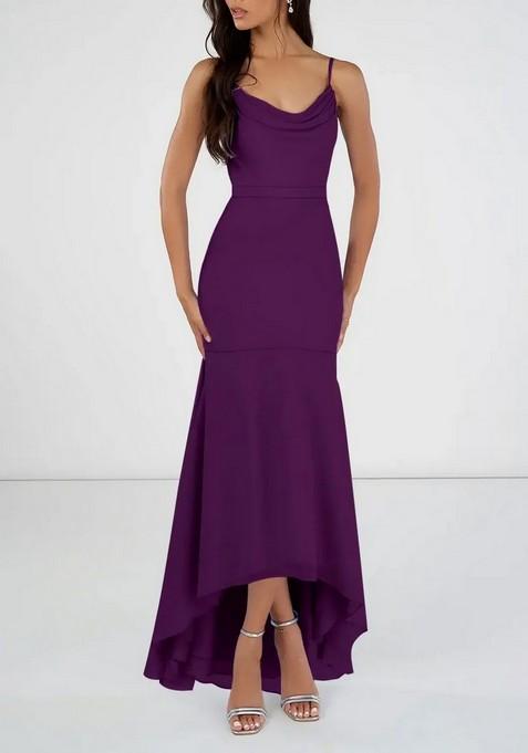 Purple Mermaid Scoop Cowl Gown